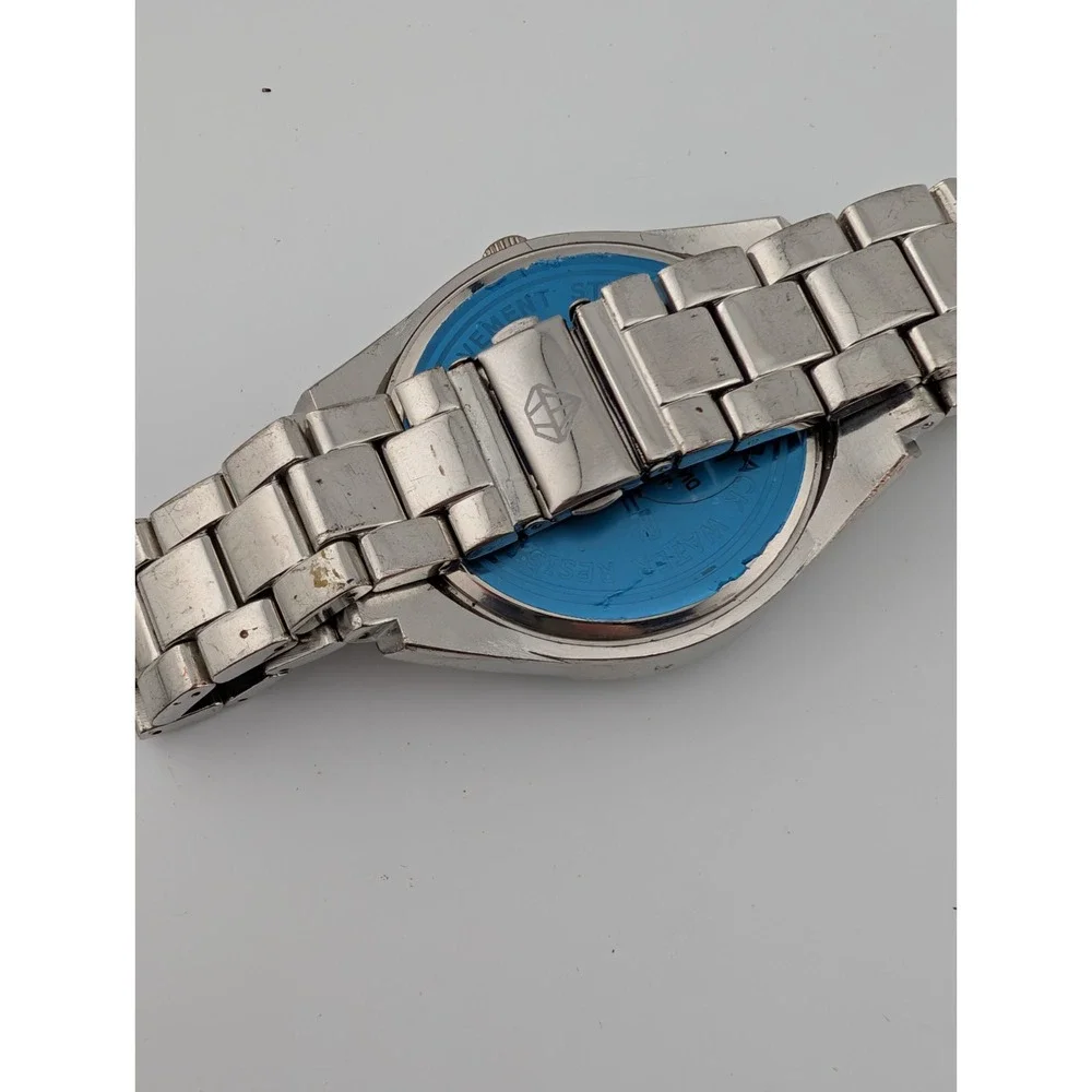 Blingstar Watch Men 50mm‎ Case Rhinestone Bezel Silver 8.5